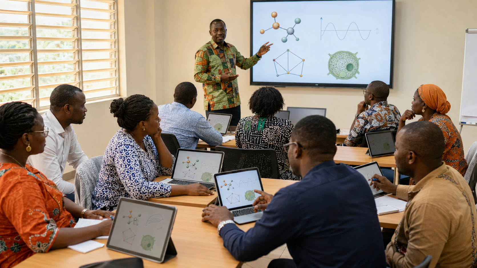 Enseignants découvrant des outils numériques pour les sciences
